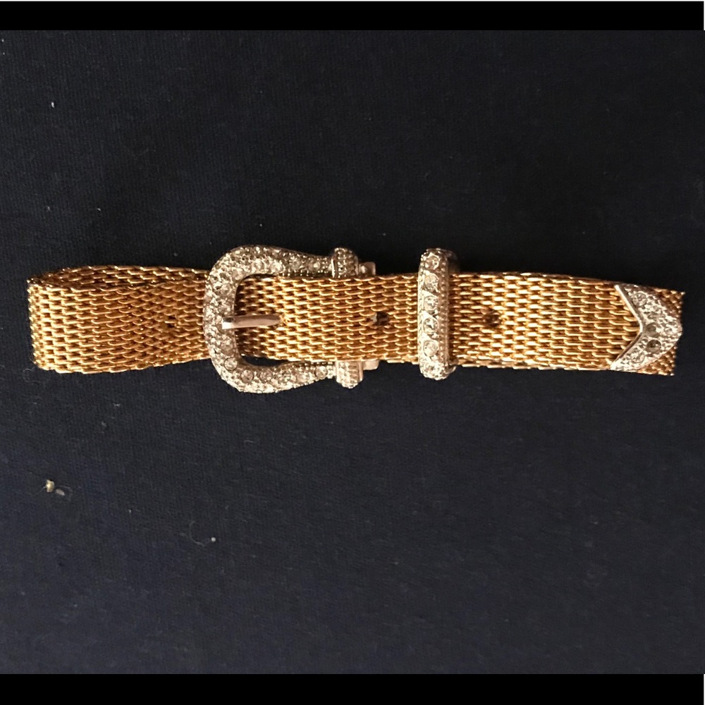 Gold and Rhinestone buckled bracelet